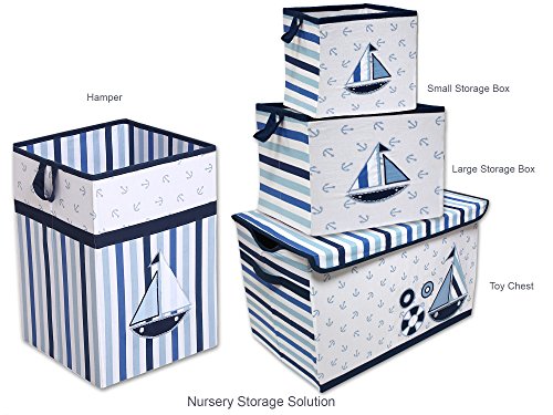 Image of Bacati - Mix N Match Ikat Zigzag /Chevron Nursery Storage (Changing Table Storage Runner, Blue Stripes)