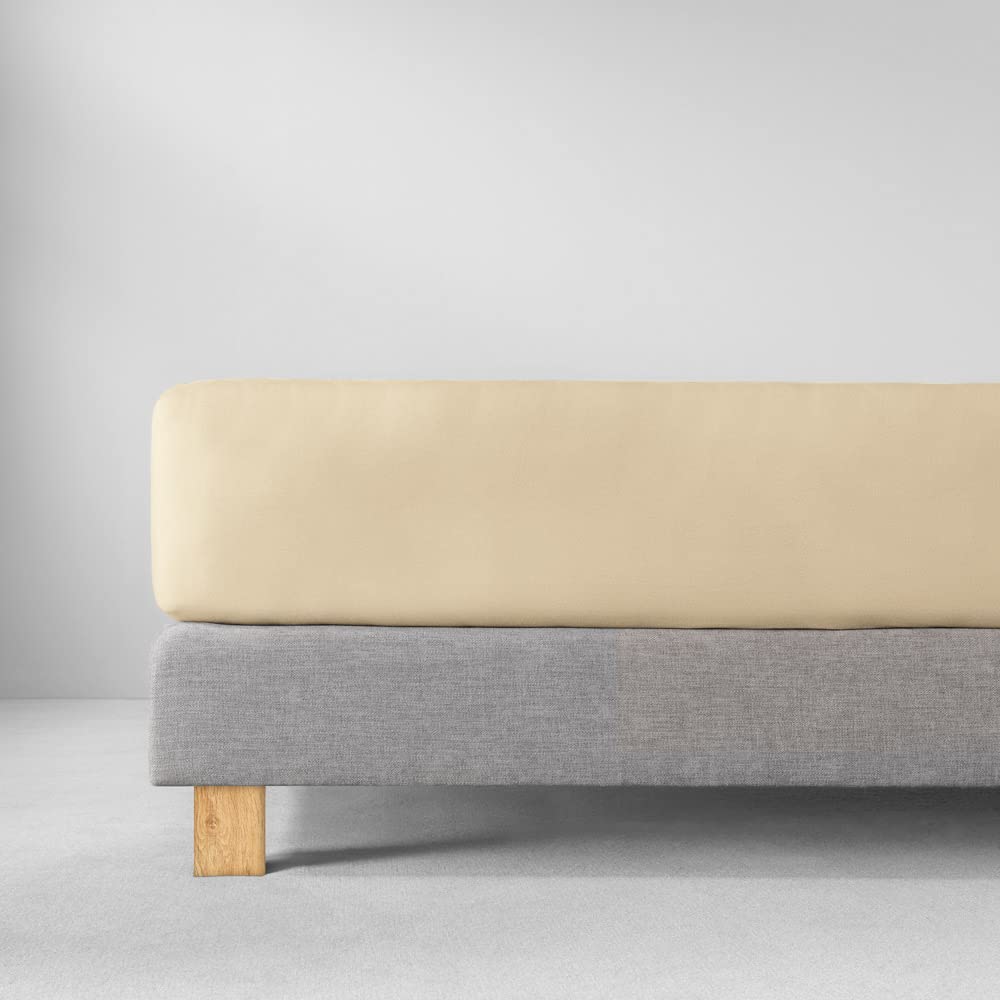 ESTELLA Spannbetttuch Feinjersey | Natur | 200x200 cm | bügelfreie & trocknerfeste Qualität | Rundumgummi | 100% Baumwolle