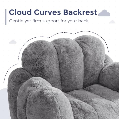 Image of MAXYOYO Bean Bag Chair, Cloud Shaped Bean Bag Sofa for Adults, Soft Stuffed Lazy Floor Sofa with Supportive Filling, Comfy Single Couch for Living Room, Bedroom, Apartment, Dark Grey