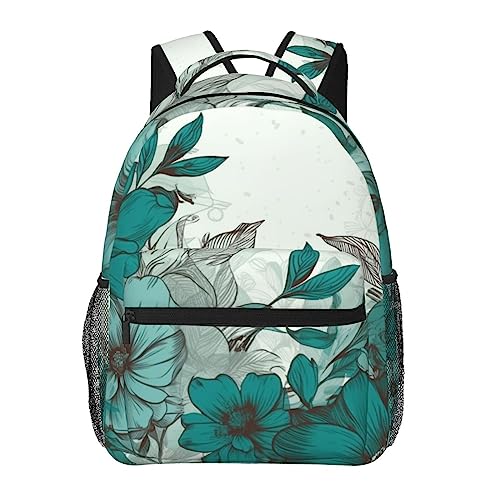 Sac à dos de voyage imprimé floral bleu sarcelle noir ergonomique taille unique léger