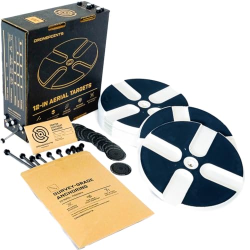 DronePoints - Black Aerial Target Kit (Secure) - 12' Diameter - 20 Pack - Ground Control Target & Stencil System for Drone Mapping & Survey