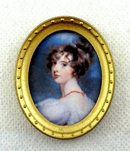 Melody Jane Dolls House Miniature Lady Portrait Picture in Oval Gold Frame A