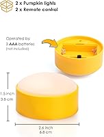 Vista 7 de Luditek 2-Pack Halloween LED Pumpkin Lights with Remote and Timer, Battery Operated Orange Jack-O-Lantern Light for Halloween Decor, Flameless