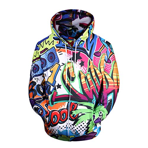 Hombre Sudaderas con Capucha 3D Divertida Hoodie con Mangas Largas Unisex Streetwear Sudadera Deportiva con Cordn (Color, M)