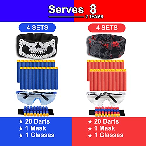 Pokonboy Compatible With Nerf Party Supplies For Kids. Accessories For Toy Gun Birthday Wars, Basement Or Backyard Games. Includes Darts,Tactical Face Mask, Eye Safety Glasses For Two Teams. #TOP3