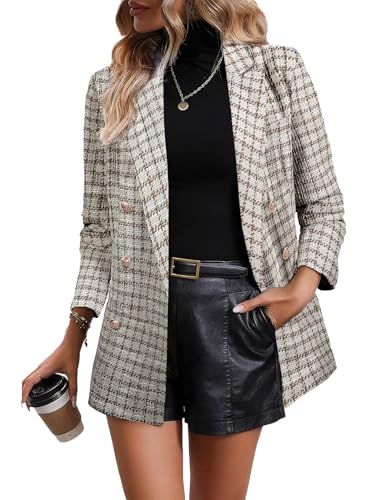Happy Sailed Tweed Blazer for Women Dressy Casual Long Sleeve