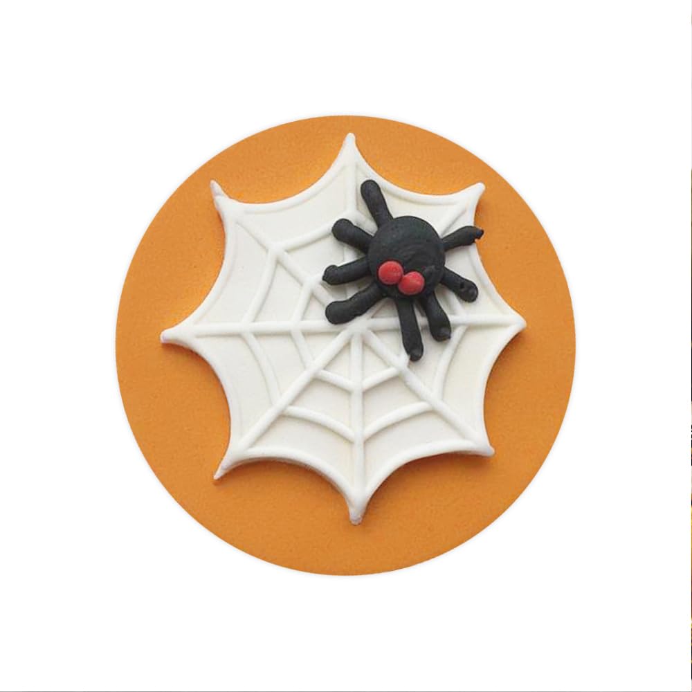 Anniversary House Pack 1 Spider and web, Handcrafted Cake Topper, Edible Fondant Icing Sugar Cupcake Topper, SFX380