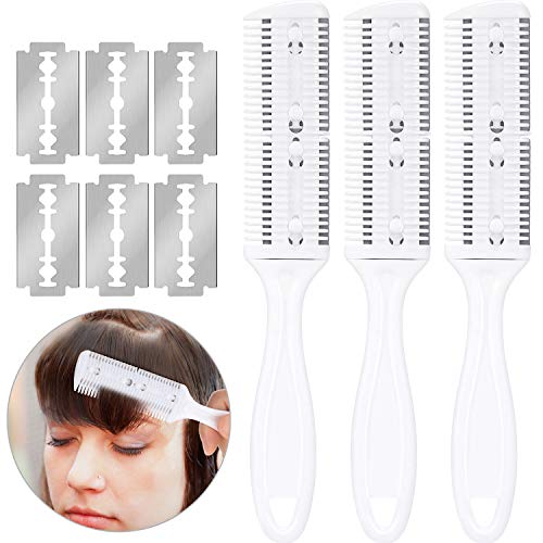 3-Piece Razor Comb Set: Thinning Comb, 10 Razors, Cutting Scissors