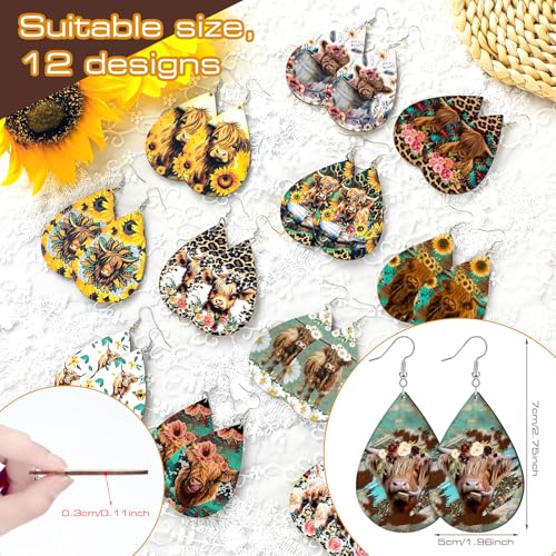 Nosiny Western Wood Earrings Set for Women Teardrop Ear Dangler Western Dangle Earrings for Women Mother's Day Nurses' Day Gifts3