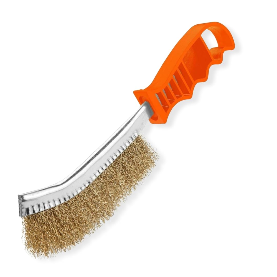 PARENCE.- Szczotka mosiężna z plastikową rączką - Wielofunkcyjna torba wykonana ze stali metalowej, do czyszczenia, barwienia - DIY, mechaniczna -24cm