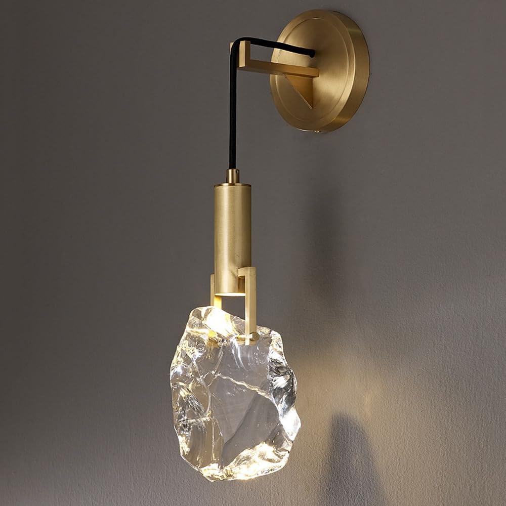 SXSCARKX Nordic Light Luxury Crystal Wall Fixtures Indoor Sconce Gold Black LED Lamp Vintage Mid Century Hanging Lighting Fixture For Bedroom Bedside Living Room Bathroom Hotels