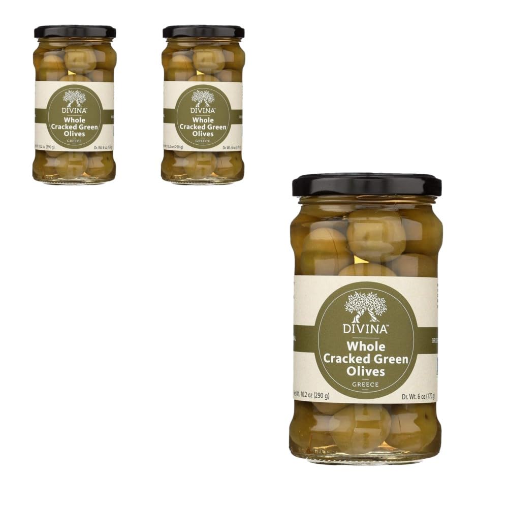 Divina Cracked Green Olives, 10.2 oz. (3 pack)