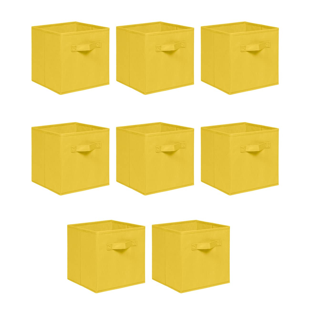 NICEME Foldable Cube Storage Unit Boxes, Non-Woven Fabric Storage Boxes Set, Clothes Drawers for Shelves, 26.5x26.5x28 cm (Bright Yellow, Set of 8)