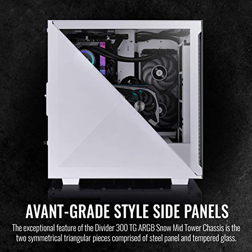 Image of Thermaltake Divider 300 Snow Triangular Tempered Glass Type-C (USB 3.1 Gen 2) Water Cooling Ready ATX Mid Tower Computer Case CA-1S2-00M6WN-00