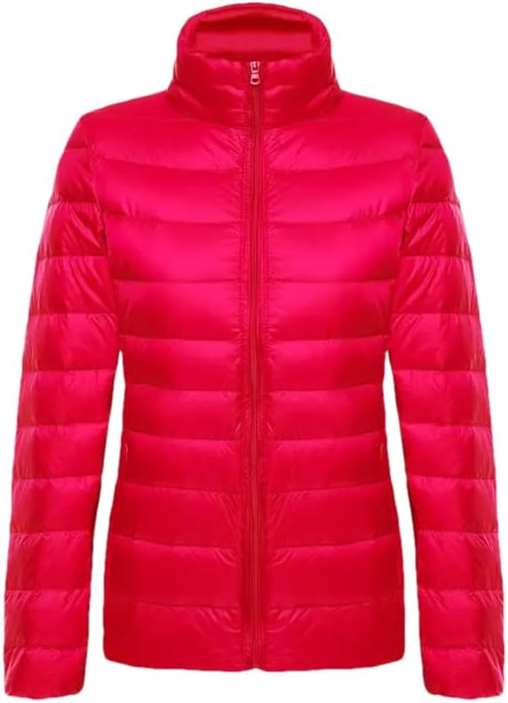 Woman Autumn Winter Ultra Light Duck Down Jackets Long Sleeve Parkas Soft Matt Short Tops Coat Windbreaker Red 4XL(72-82KG)