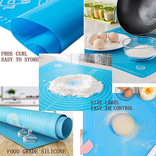 Image of Lukzer 2 Pcs Silicone Baking Mat with Measurements | Non-Stick Reusable Dough Rolling Sheet for Fondant Pastry Roti Chapati Pizza & Bread 50 x 40 cm (Random Color) CH-030-2