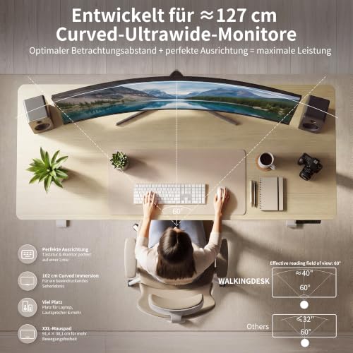 WALKINGDESK Höhenverstellbarer Schreibtisch 120 x 60 cm, Eiche – Ansicht 5