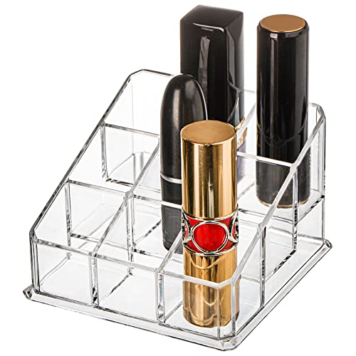 Image of Foraineam 6 Pack Lipstick Holder Organizer, 9 Spaces Clear Lip Stick Storage Stand Container, Small Cosmetic Beauty Makeup Display Cases for Lipsticks, Lipgloss, Brushes, Bottles