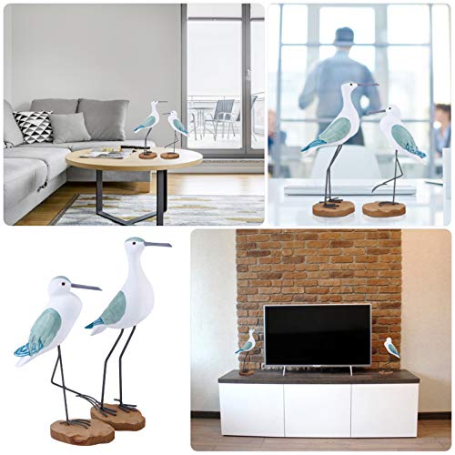 Estatuas de madera de gaviota, set de 2 piezas miniatura 3