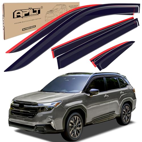 Window Deflector - 2024 Subaru Crosstrek 3 APILT Outside-Mount Window Visors Rain Guards for 2025 2026 Subaru Forester Full-Size Wind Vent Deflectors Car Accessories Dark Smoke 6-Piece Set with Thicker