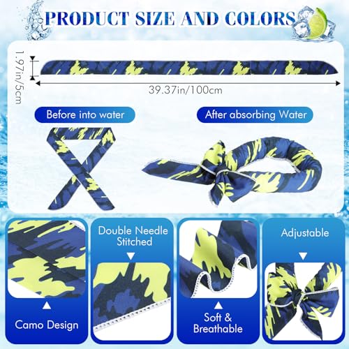 Image of Lenwen 36 Pcs Cooling Scarf Neck Wraps Ice Cooling Bandana Headband for Hot Weather Outdoor Cooler