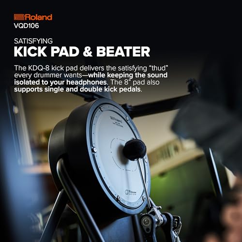 Image of Roland VQD106 V-Drums | Revolutionary 5-Piece Electronic Quiet Design Drum Kit | Perfect for Home Practice | Up To 75% Noise Reduced Pads | TD-07 Sound Module | Bluetooth Connectivity | Up to 75% Noise Reduction, Td-07 Module, Pdq-8 Second and Pdq-8 /kdq-8 /cyq-12 Quiet Pads, Bluetooth and USB, (5 Piece)