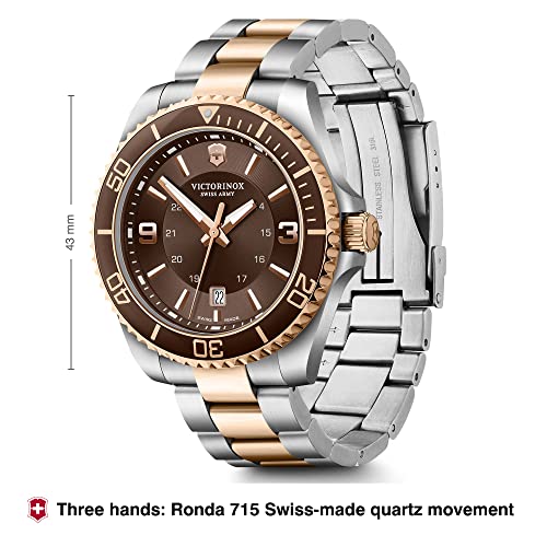 Victorinox Swiss Made Maverick, 43Mm, Brown Dial, Stainless Steel Bicolour Men's Analog Watch (241951) - Image 2