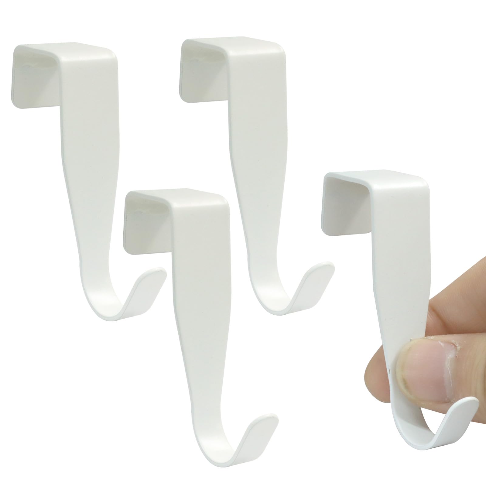 Photo 1 of Kyuionty 4 Pcs Over The Cabenit Drawer Door Hooks J-Shape No Drill Carbon Steel Door Hanger White Single Hook, Fits 0.8" Thick Door
