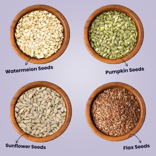 Image of Livyor 4 in 1 Seeds Combo for eating - 800g (200g each) | Pumpkin Seeds, Flax Seeds, Watermelon Seeds, Sunflower Seeds Combo | Weight management | Healthy and Nutritious | Pack of 4
