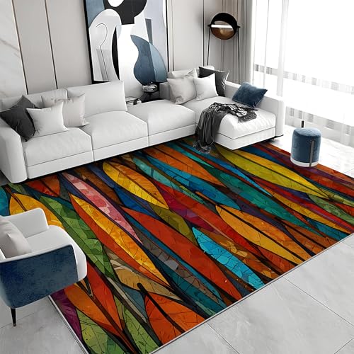 カーペット 葉 マルチカラー 160x160 正方形 抽象美学 カーペット 1畳 洗濯機で洗える 滑らない 絨毯 薄い カシミヤラグ ホットカーペット床暖房対応 じゅうたん 防ダニ おしゃれ オールシーズン a&619