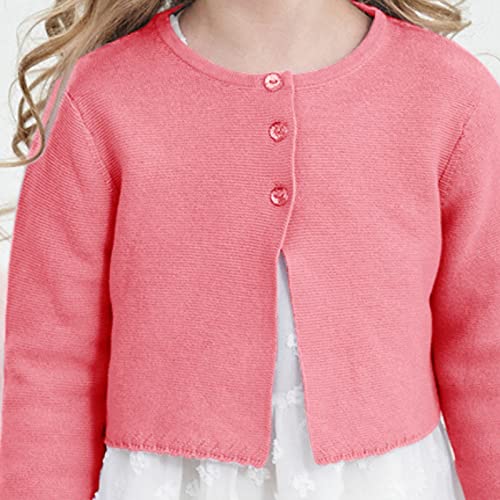 Image of Girls' Long Sleeve Knitted Bolero Cardigan Kids Button Closure Shrug Sweaters Cropped Jacket Cover Up Tops