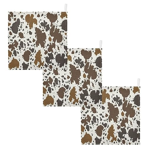 Image of YETTASBIN Cow Print Muslin Baby Hand Washcloths, Soft Cotton Bath Face Towel, 4 Layers Extra Absorbent Feeding Burp Cloth for Newborn Infant Sensitive Skin, 5 Pack