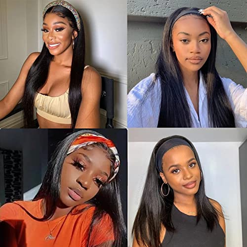 Image of ISEE Headband Wig Human Hair Glueless Straight Wig for Black Women 26 inch