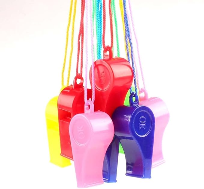 GIRLYZ Attire Plastic Whistles Colorful Whistles with Lanyard Loud