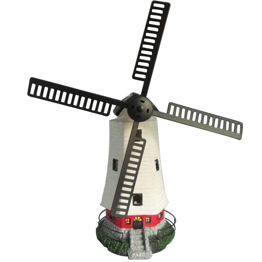 Bloomington's Direct Solar Powered Garden Wind Mill Ornament Warm Glow Light With Motion Rotating Blades Automatic On Solar Garden Light Up Windmill Porch Patio Decor