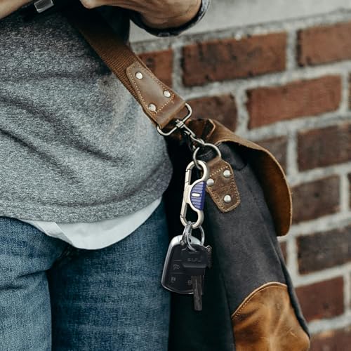 Image of Heavy Duty Keychain with Quick Release Double Carabiner Clip, Key Rings, D Ring, Car Key Holder for Belt Loop