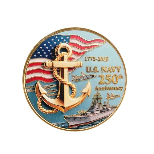 Military Challenge Coin, Marine Corps 250th Anniversary Commemorative Gift, USMC Collectible for Veterans, Active Duty Personnel