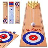 Shuffleboard Bowling Curling Spiel 3 in1 Shuffleboard Tisch Curling Cpiel,Tragbares Shuffleboard Tischkegelspiel Shuffleboard Tabelle top Games für Zuhause,Büro,Party