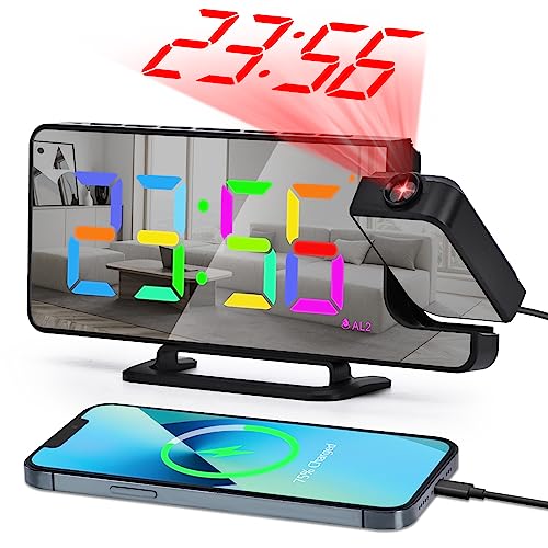 U-Pick TS-9210 Projection Alarm Clocks For Bedrooms, 7.3 Inch Rgb Colorful Digital Clock thumb #8