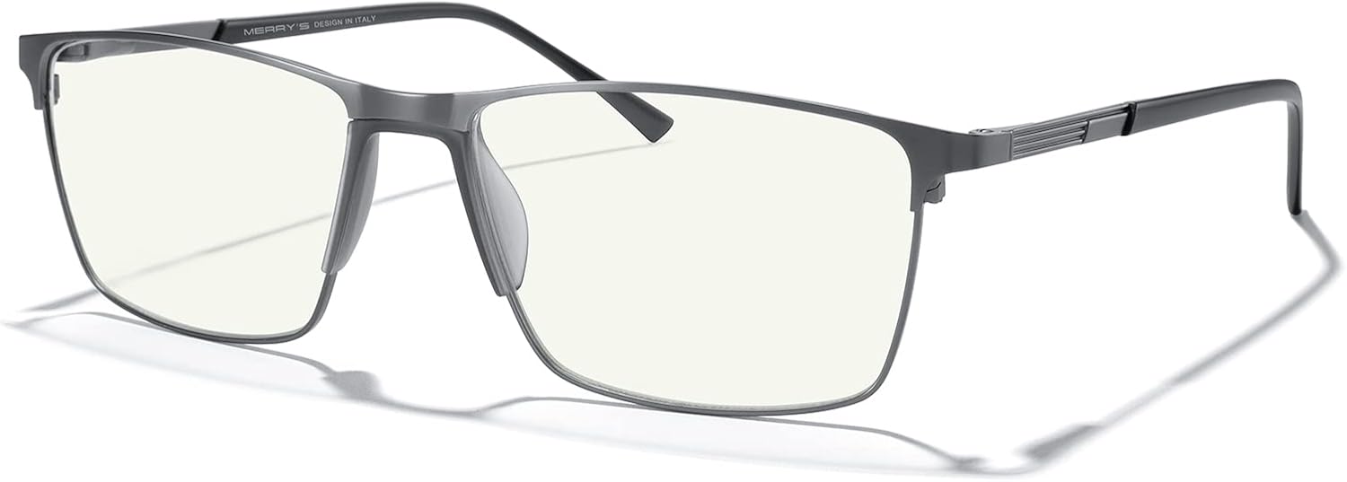 MERRY'S Fashion Blue Light Blocking Glasses - Reading Glasses Metal Frame Spring Hinge Readers for Men Eyeglasses