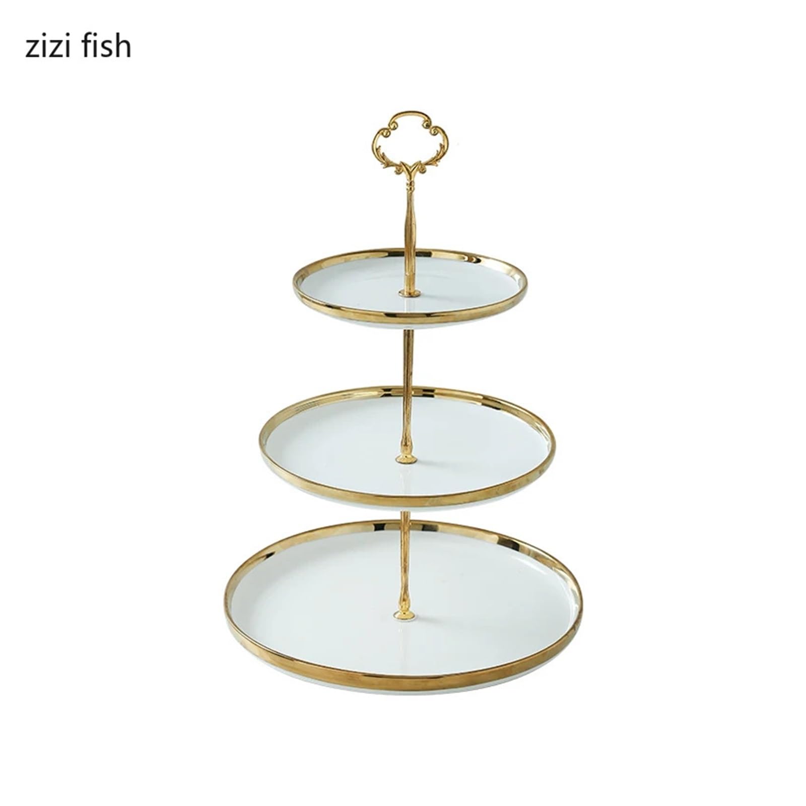 Soporte for pasteles de varios niveles con borde de oro blanco