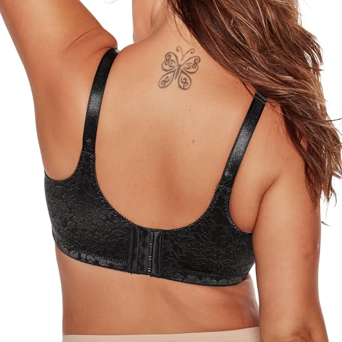 Image of Bali Women's Wireless Lace Bra, Double Support Lace Bras for Women, Stay-in-Place Straps, Full Coverage, Comfortable
