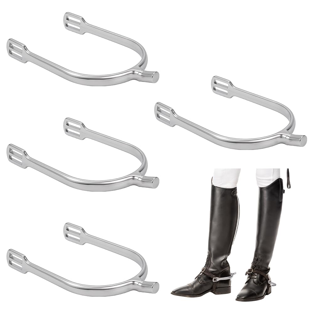 BENECREAT 2 Pairs Zinc Alloy Cavalry Spurs, 13.5x7.8x1.7cm/5.3x3.1x0.7 Inch Western Cowboy Horse Spurs for Horseback Riding Equestrian Boots, Platinum