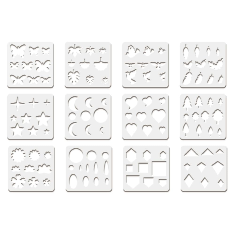 FINGERINSPIRE 12 Set Leather Earring Templates - 5.9x5.9 Inch Stencils For DIY Craft Making