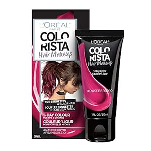 L’Oreal Paris Hair Makeup Temporary 1-Day Hair Color for Brunettes, Raspberry 10, 1 Fl Oz