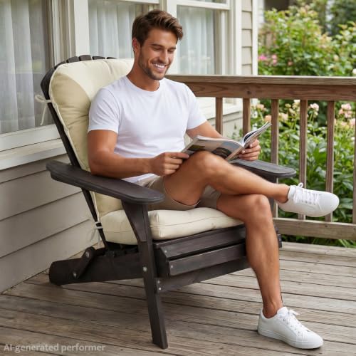 Image of mudilun Rocking Chair Cushion Non-Slip Indoor Adirondack Chair Cushions with Ties Tufted Adirondack Chair Pads for Bedroom Living Room Porch Rocker (Indoor-Khaki-White)