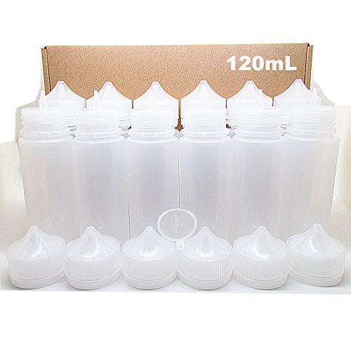 120mL LDPE Unicorn Plastic Thin Tip Dropper Bottles 4oz Free Mini Funnel (12 Pack)