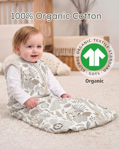 Image of Yoofoss Baby Sleep Sack 6-12 Months, 1.5 Tog Baby Wearable Blanket with 2-Way Zipper, 100% Cotton Organic Fabric Winter Infant Sleeping Sack, Warm Soft Comfy