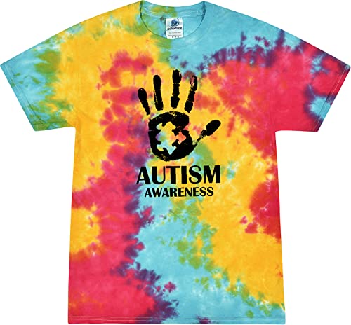 Autism Awareness Hand Tie Dye Spiral Streak Short Sleeve T-Shirt for Kids