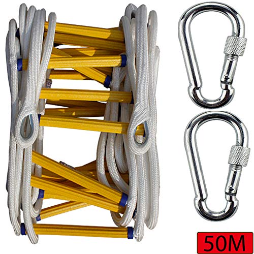 Preisvergleich Produktbild BBMMCLL Rettungsseilleiter Fluchtleiter, 5m-50m Strickleiter Baum Haus Strickleiter Harz Hochhaus Sicherheit Flucht Seil Leiter Outdoor Training Strickleiter,A,50